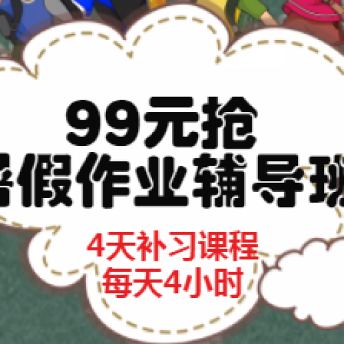99元抢暑假作业辅导班4天补习课程 每天4小时